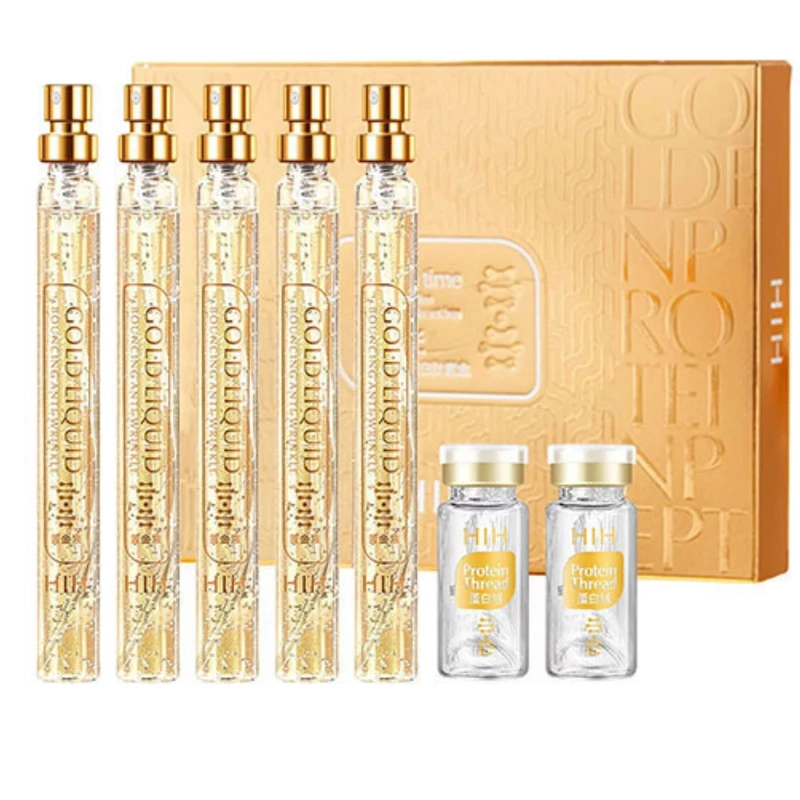 عکس شماره 8 : پک ضد چروک اچ آی اچ مدل نخ کلاژن جذبی و طلا بسته 7 عددی
