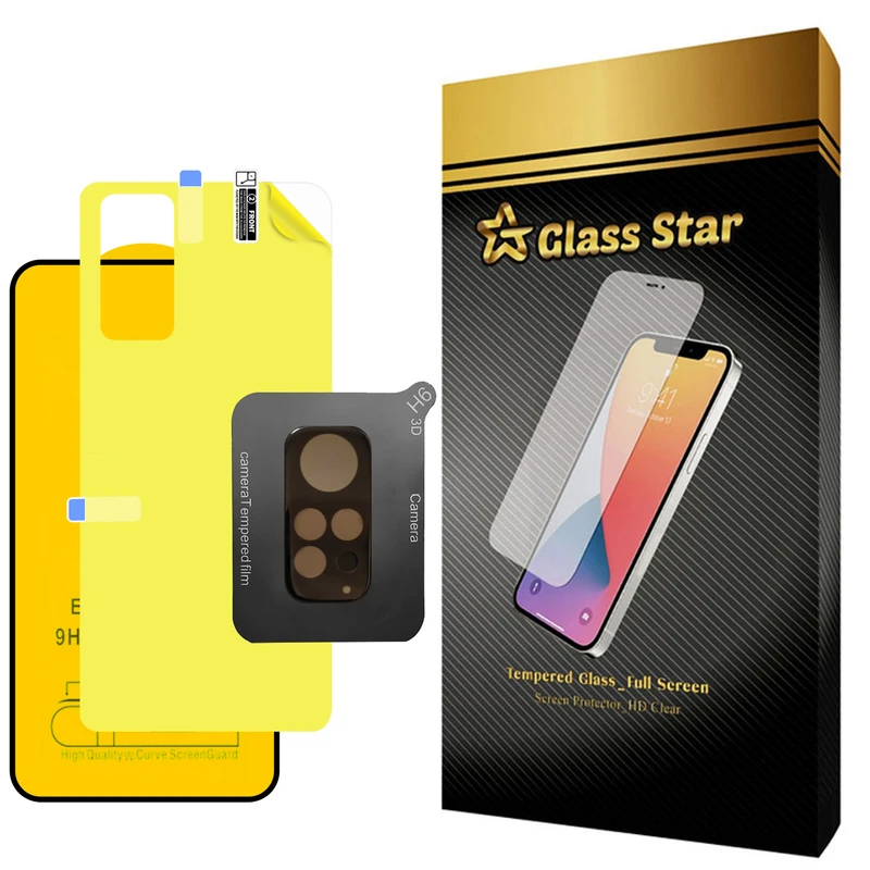 محافظ صفحه نمایش گلس استار مدل 3FNF مناسب برای گوشی موبایل شیائومی Redmi Note 11 به همراه محافظ پشت گوشی و محافظ لنز دوربین