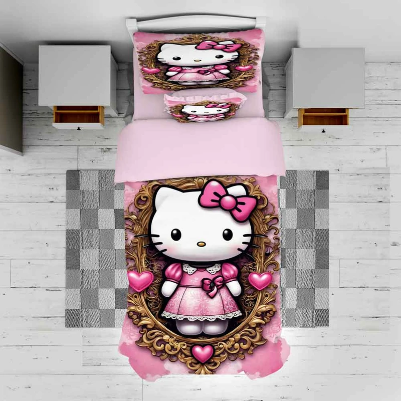 سرویس روتختی مدل کیتی کارتونی کد TXY745 تک نفره 5 تکه