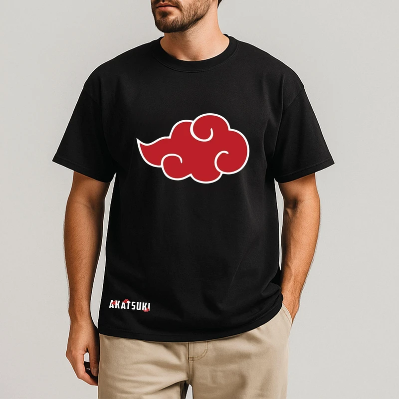 تی شرت آستین کوتاه مردانه مدل انیمه ناروتو ابرهای آکاتسوکی