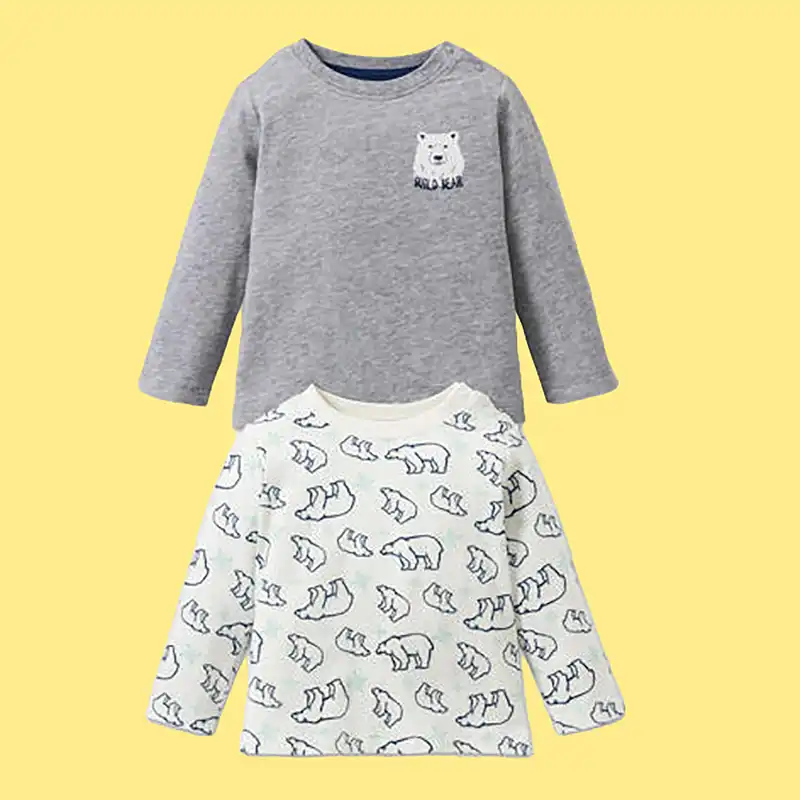 تی شرت آستین بلند نوزادی لوپیلو مدل Björn مجموعه دو عددی