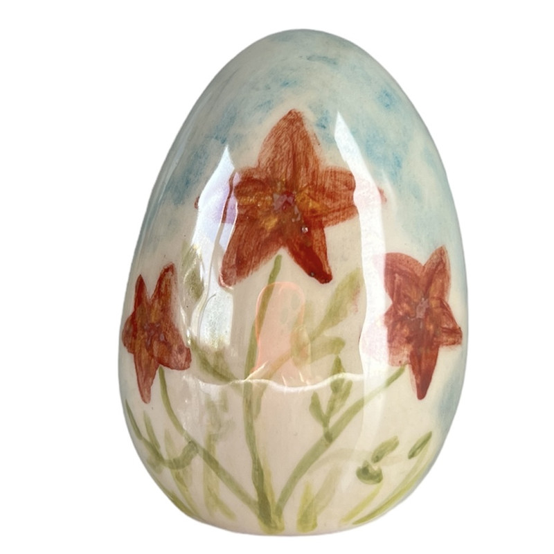 تخم مرغ سرامیکی مدل  نقاشی گل ستاره ای