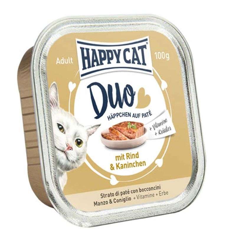 غذای گربه هپی کت مدل گوشت گوساله و خرگوش وزن 100 گرمی