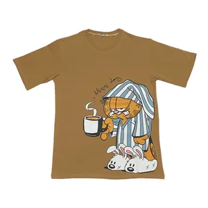 تی شرت لانگ زنانه مدل گارفیلد نسکافه ای