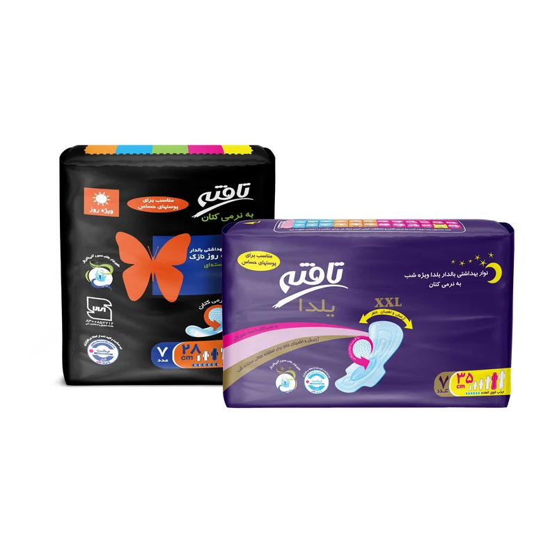 نوار بهداشتی تافته مدل Yalda Night بسته 7 عددی به همراه نوار بهداشتی مدل Single Pack-2 