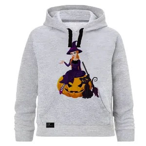 هودی دخترانه مدل هالووین کد J42 رنگ طوسی