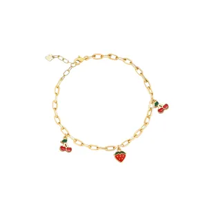 دستبند زنجیری طلا 18 عیار دخترانه ماوی گالری مدل چری