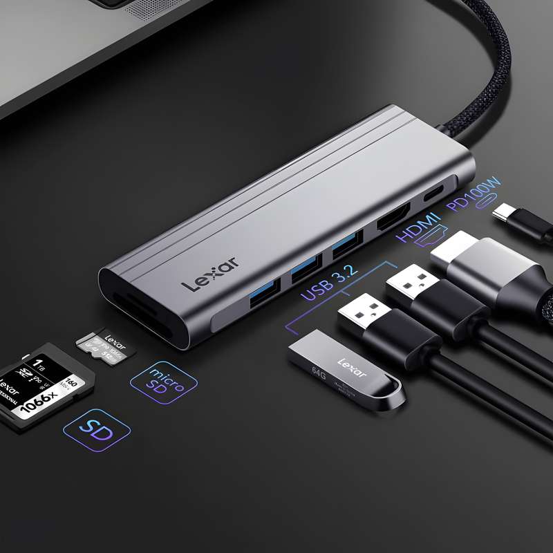 هاب 7 پورت USB-C لکسار مدل H31