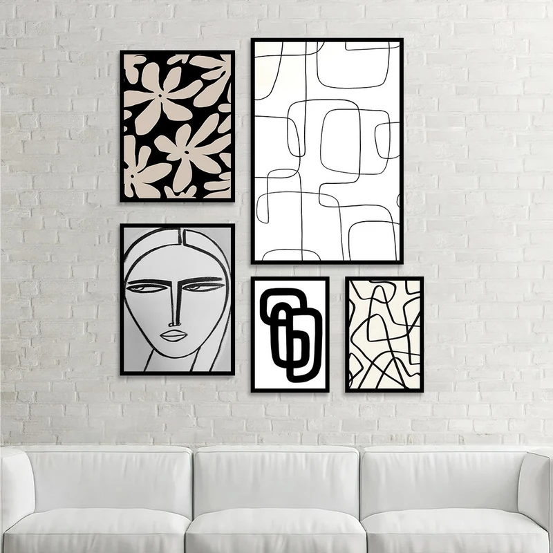 تابلو بکلیت طرح نقاشی مدرن مدل شاین اکلیلی B-1117 مجموعه 5 عددی