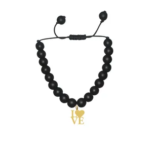 دستبند مهره‌ای هایکا طرح قلب و دوستت دارم کد bd.h 401