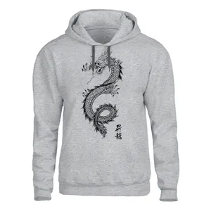 هودی مردانه مدل  اژدها کد Z09 رنگ طوسی