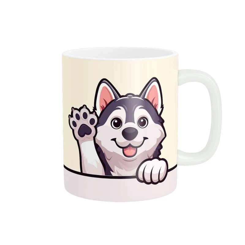 ماگ پاد آفرین مدل سگ هاسکی فانتزی کیوت کد 2164