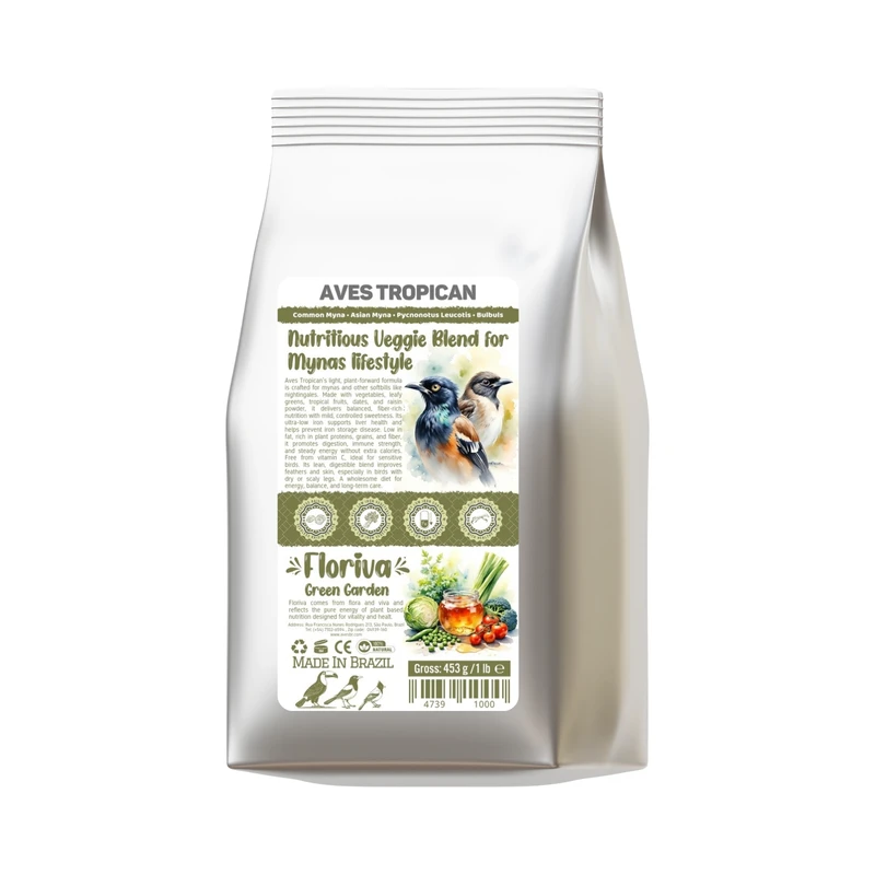 غذای مرغ مینا آوس تروپیکن مدل فلوریوا وزن 453 گرم
