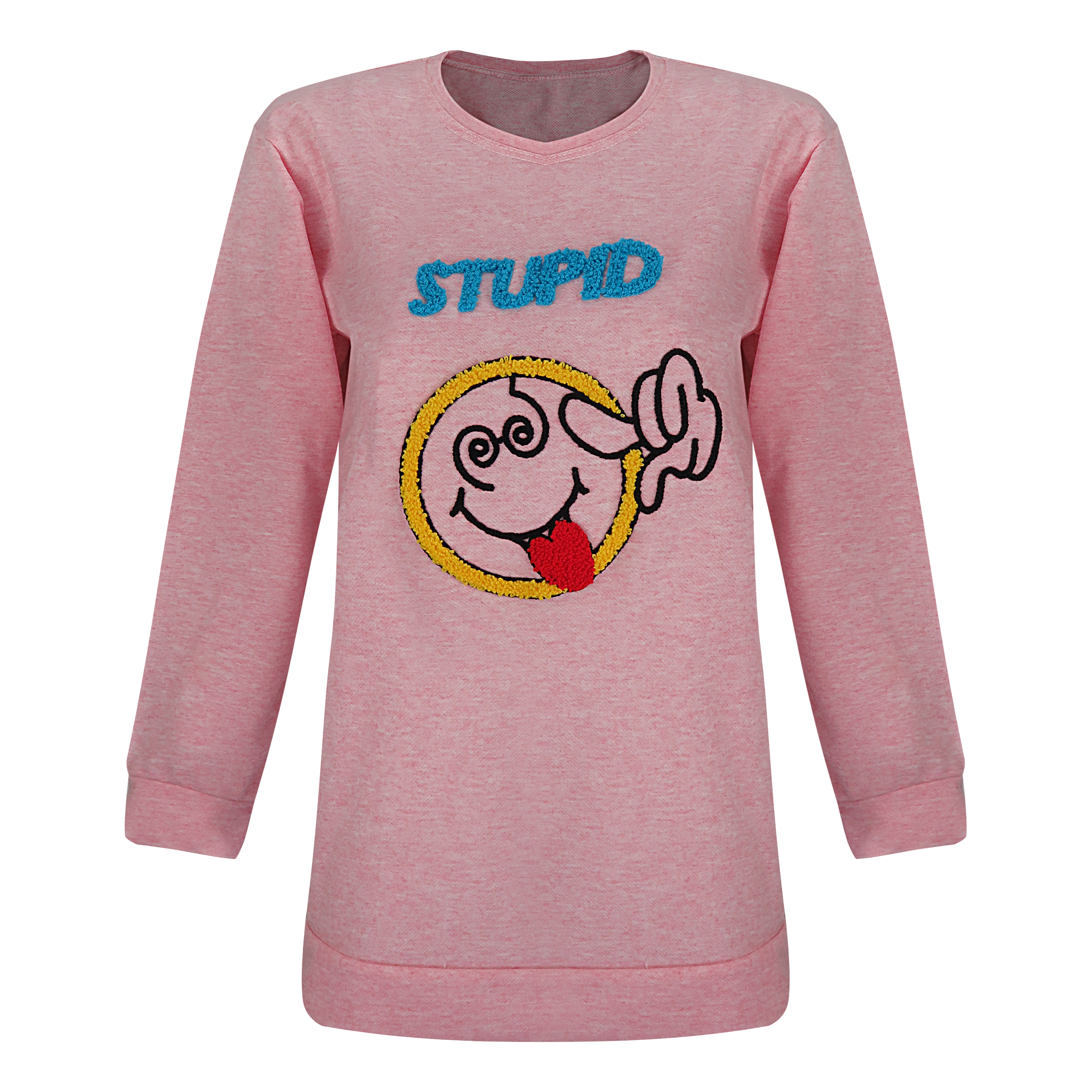 ست بلوز و شلوار زنانه مدل استیکر کد AS1300 رنگ صورتی