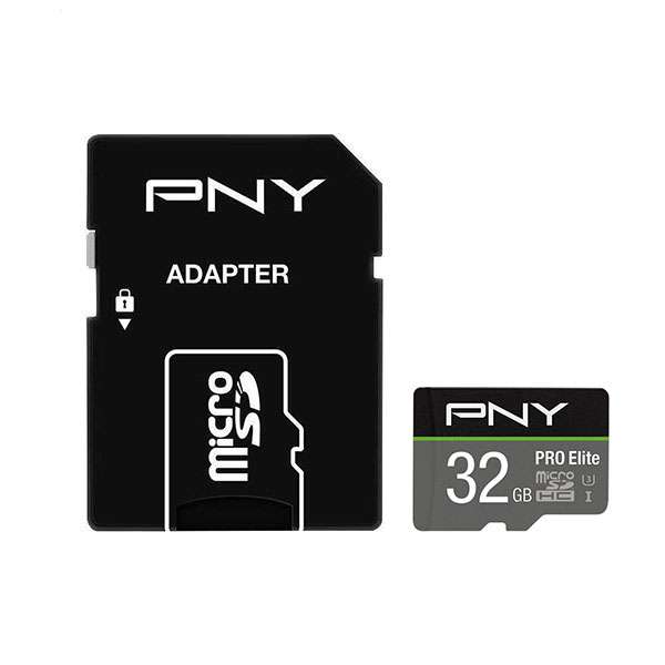 کارت حافظه microSDHC پی ان وای مدل PRO ELITE کلاس 10 استاندارد UHS-I U1 سرعت 100MBps ظرفیت 32 گیگابایت به همراه آداپتور SD