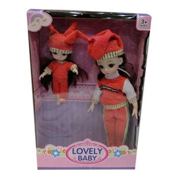 عروسک بی بی لاوو لی مدل دختر چشم تیله ای کد 977-26-17 مجموعه 2 عددی