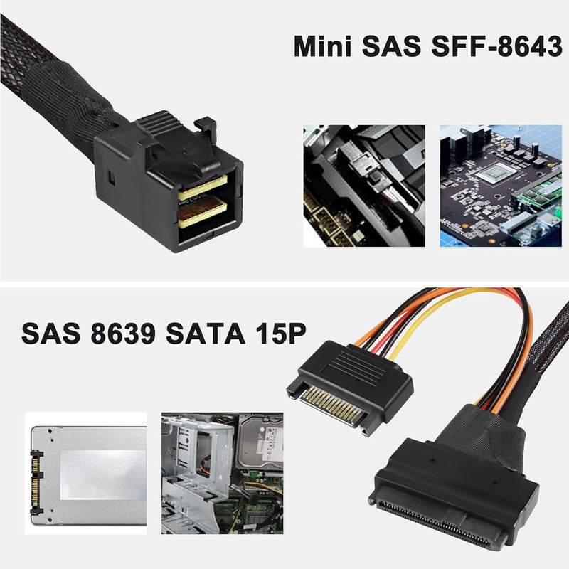 کابل تبدیل Mini SAS SFF-8643 به SAS 8639 / SATA اسمارطور مدل SM55 طول 0.5 متر