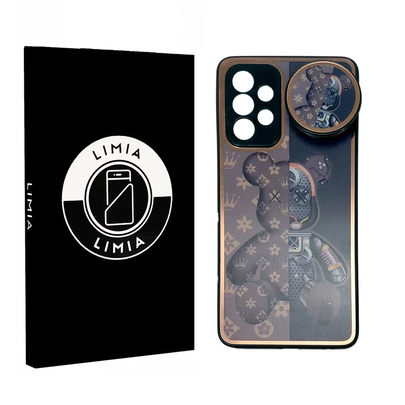 کاور لیمیا مدل فانتزی لنزدار پشت شیشه ای طرح پاندا کد 430 مناسب برای گوشی موبایل سامسونگ Galaxy A53 به همراه پاپ سوکت