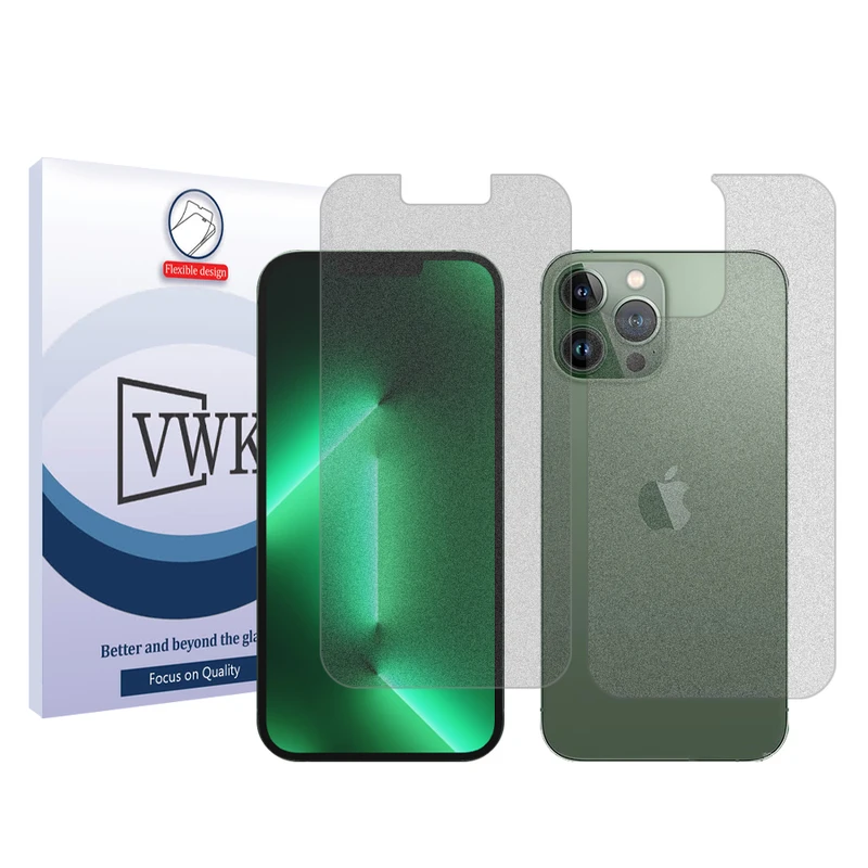 محافظ صفحه نمایش مات وی دبلیو کی مدل Tough مناسب برای گوشی موبایل اپل iPhone 13 Pro Max به همراه محافظ پشت گوشی