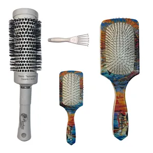 برس مو موبان مدل هدیه طرح قایق و طبیعت مجموعه 4 عددی