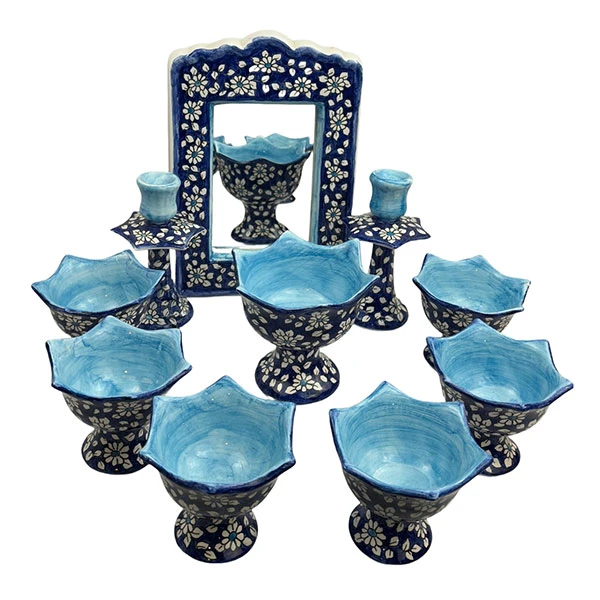 مجموعه ظروف هفت سین 10 پارچه مدل سرامیکی شکوفه کد 10