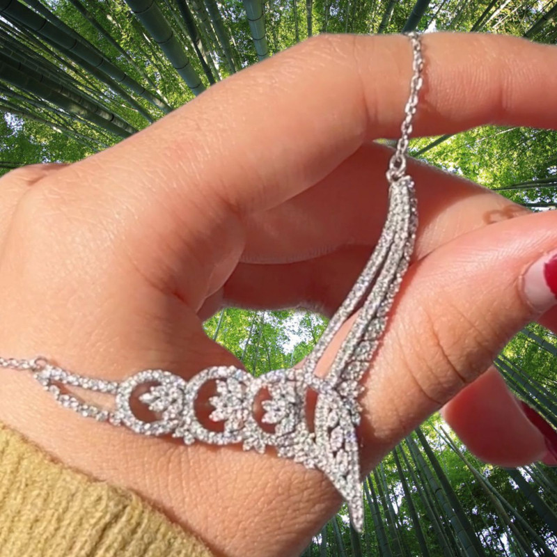 نیم ست نقره زنانه مدل پاپیون فلاور زنجیری 0114