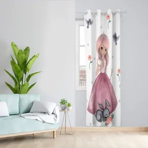 پرده مدل دختر و خرگوش مخمل پانچی کد 4700 سایز 140x280 سانتی متر