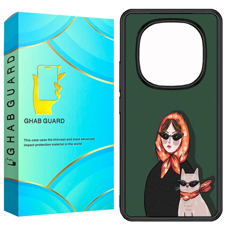 کاور قاب گارد طرح دختر و گربه مدل GN14P مناسب برای گوشی موبایل شیائومی Redmi Note 14 Pro 5G / Note 14 Pro Plus 5G