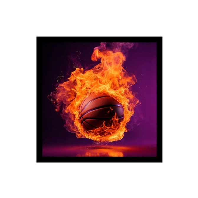 تابلو نوری بکلیت طرح توپ بسکتبال و آتش مدل B-MID-16448