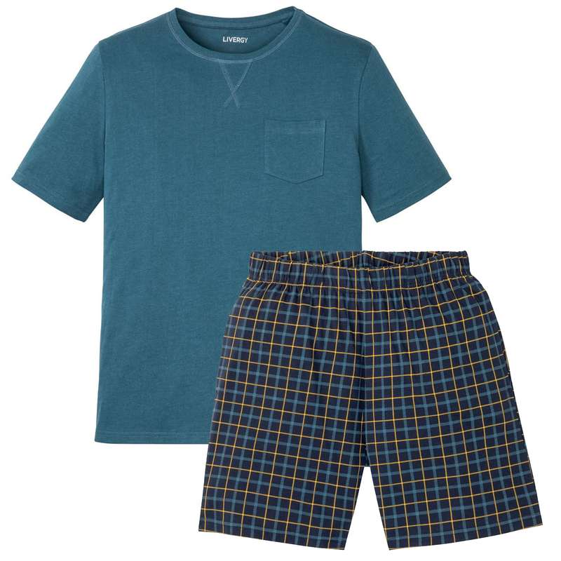 ست تی شرت و شلوارک مردانه لیورجی مدل ساده کد LuxSeries2022DG رنگ آبی نفتی