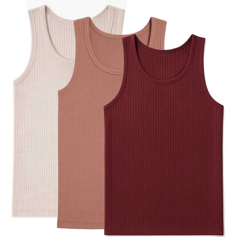 زیرپوش رکابی یقه گرد مردانه آریان نخ باف مدل 1115 بسته سه عددی