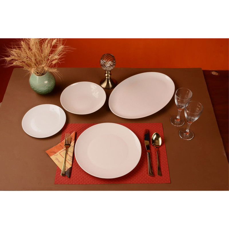 سرویس غذا خوری 26 پارچه دینو مدل گرد سفید ساده