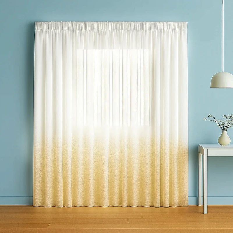 پرده تیکو دکو مدل دوخت ساده حریر ژورژت طلاکوب سایز 280x500 سانتی‌متر