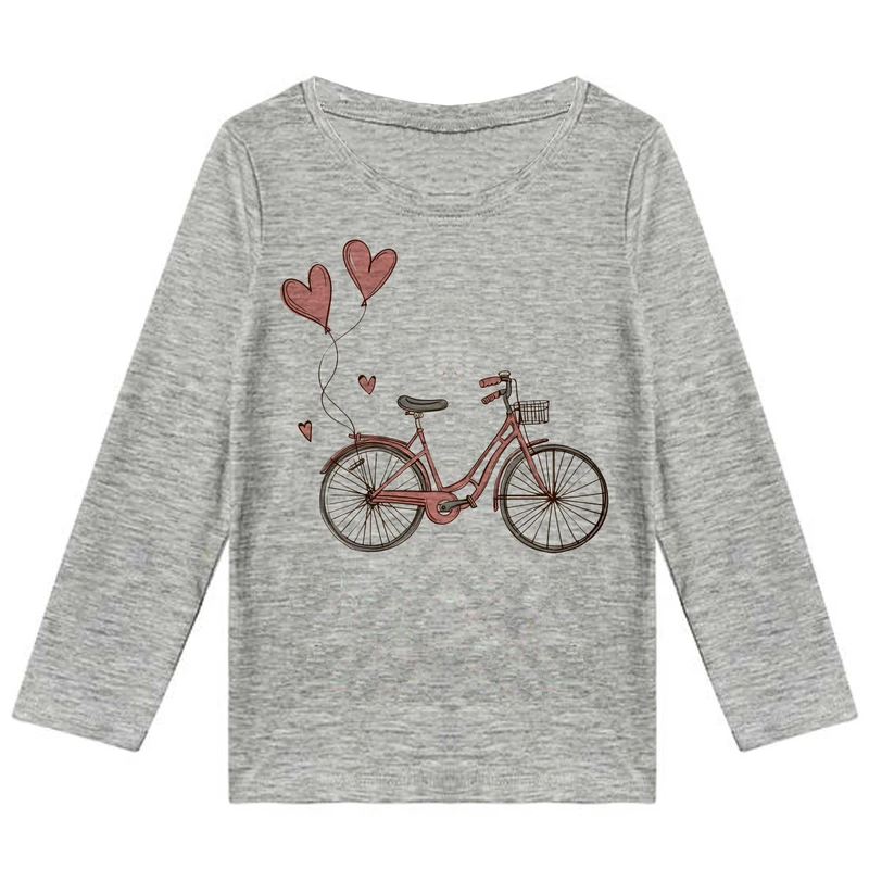 تی شرت آستین بلند دخترانه مدل دوچرخه کد F179