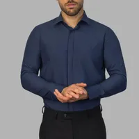 پیراهن آستین بلند مردانه مدل دکمه مخفی