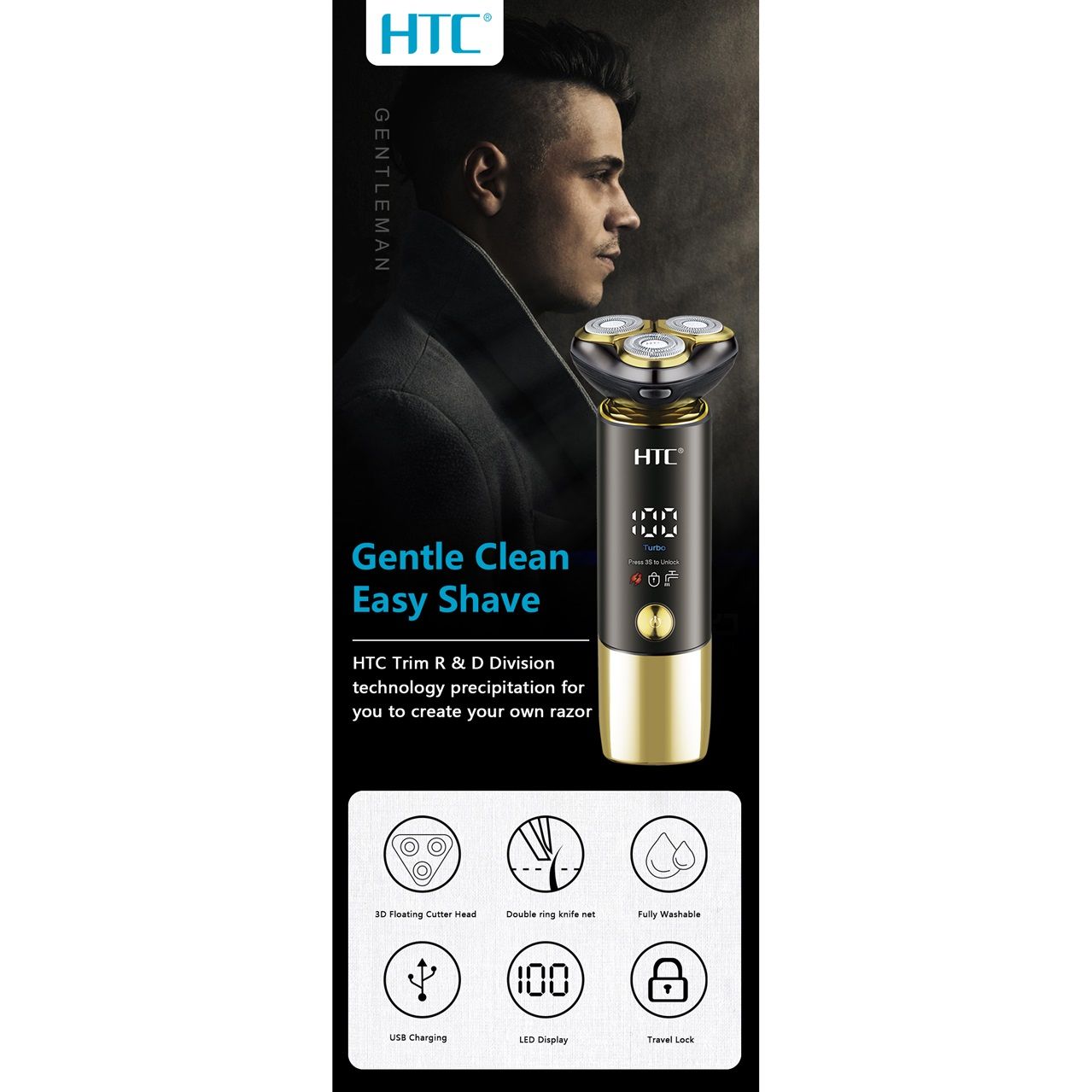 ماشین اصلاح موی بدن و صورت اچ تی سی  مدل GT-699 -  - 11