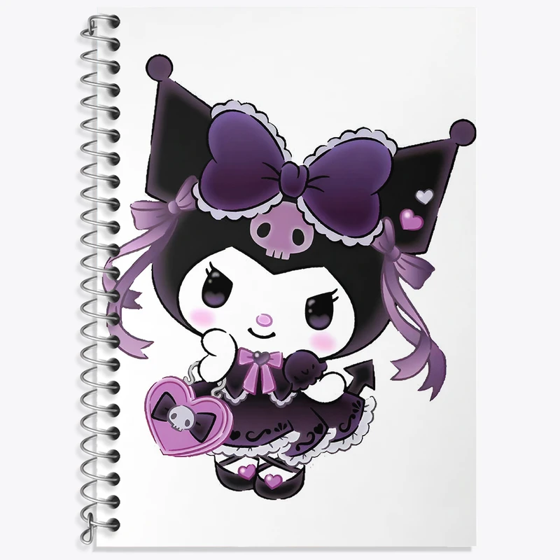 دفتر زبان 50 برگ خندالو مدل دو خط طرح کرومی (Kuromi) کد N4793