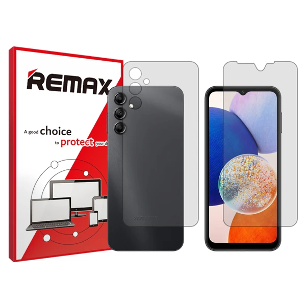 محافظ صفحه نمایش شفاف ریمکس مدل HyGEL مناسب برای گوشی موبایل سامسونگ Galaxy A14  به همراه محافظ پشت گوشی