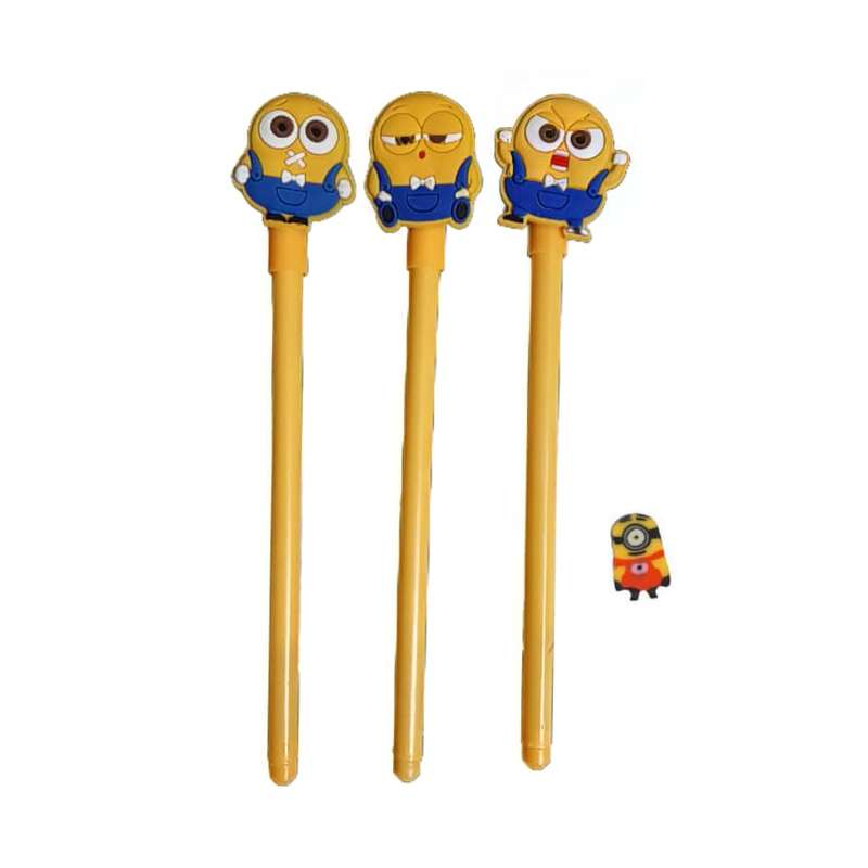 روان نویس مدل مینیون بسته 3 عددی به همراه پاک کن