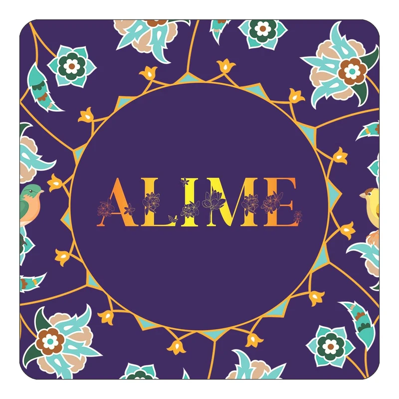 مگنت کاکتی طرح اسم علیمه alime مدل گل و بلبل کد mg11035