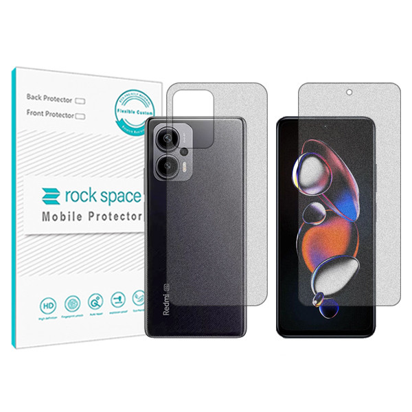 محافظ صفحه نمایش مات راک اسپیس مدل HyMTT مناسب برای گوشی موبایل  شیائومی Redmi Note 12T Pro به همراه محافظ پشت