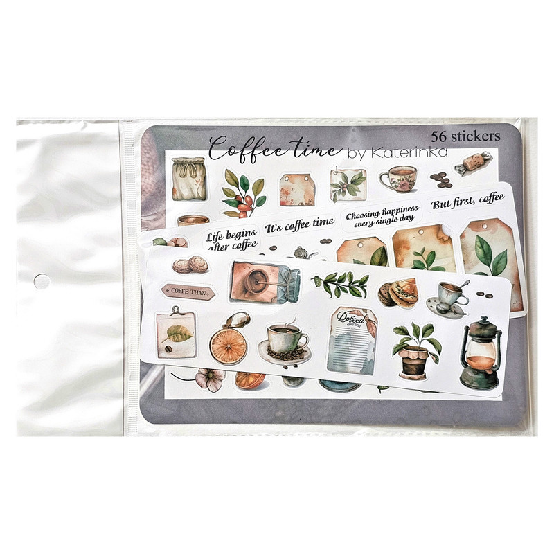 برچسب کاترینکا طرح برش خورده بولت ژورنال و اسکرپ بوک مدل Coffee Time بسته 56 عددی