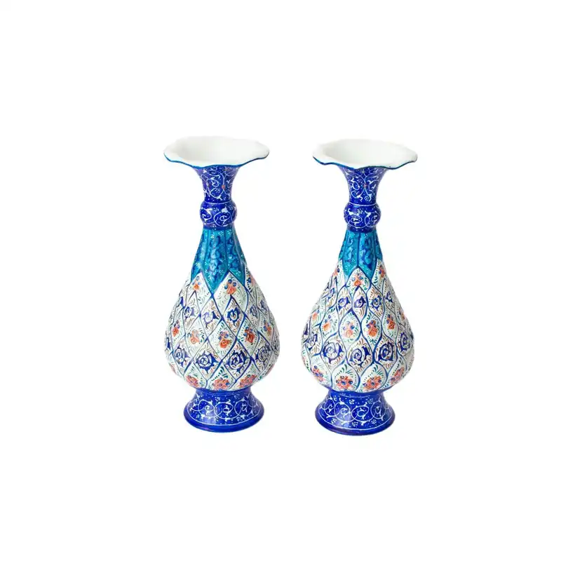 ست گلدان و بشقاب میناکاری مدل JM14-2 مجموعه 3 عددی