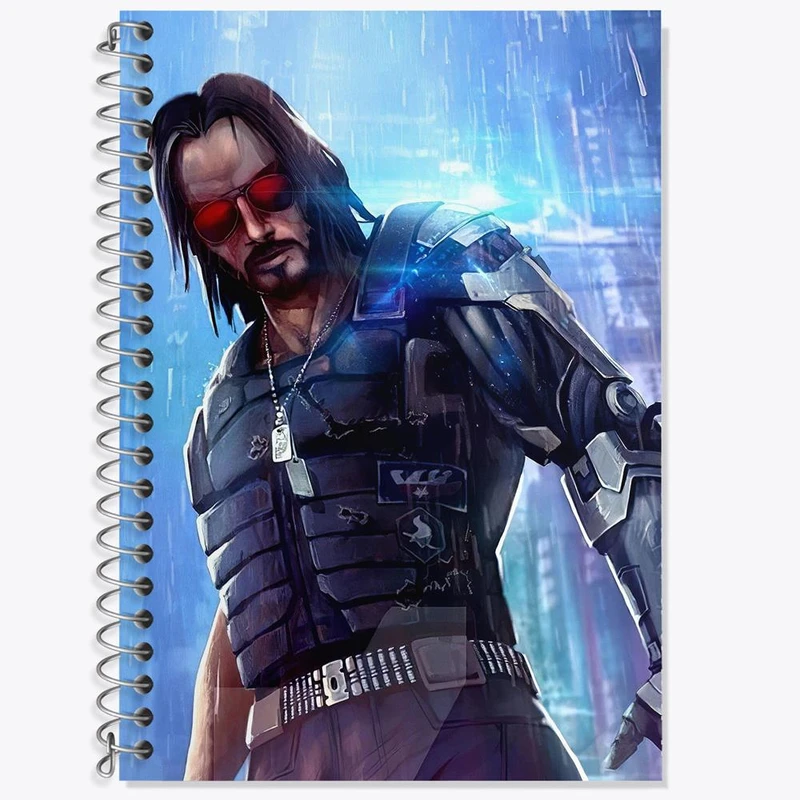 دفتر زبان 50 برگ خندالو مدل دو خط طرح جانی سیلورهند سایبر پانک کد 30563