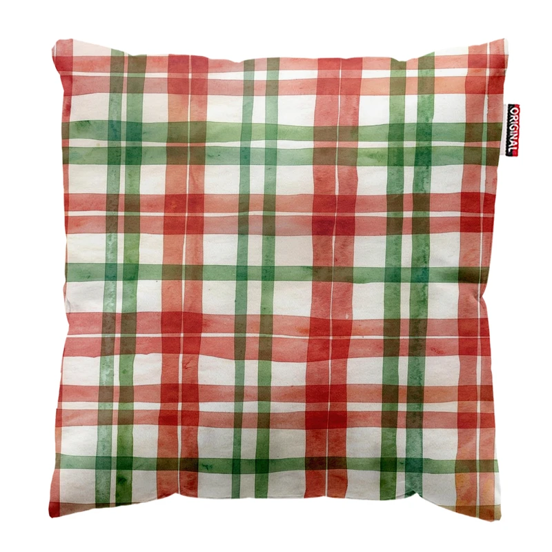 کوسن پاد آفرین مدل کریسمس طرح چهارخانه کد PK402864 سایز 40*40 سانتی متر