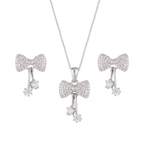 نیم ست نقره زنانه مدل پاپیون کد M1106