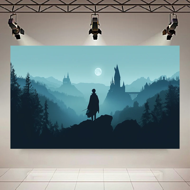 تابلو بوم طرح مخمل هاگوارتز مدل شب مهتابی کد PD130679