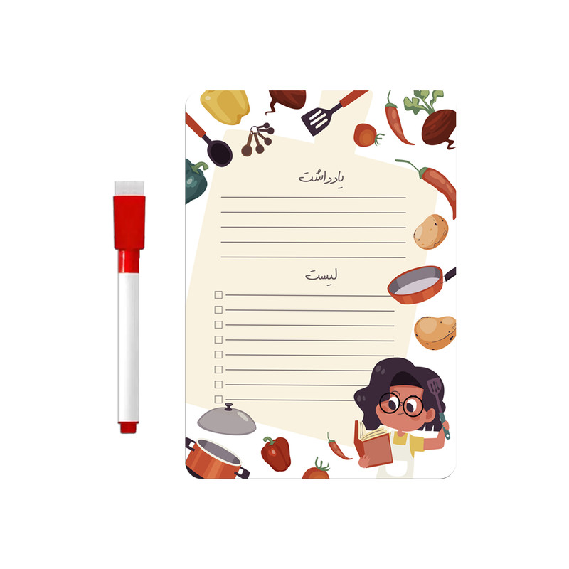 تخته وایت برد مغناطیسی جیک جیک مدل یخچالی سایز 20x14 سانتی متر