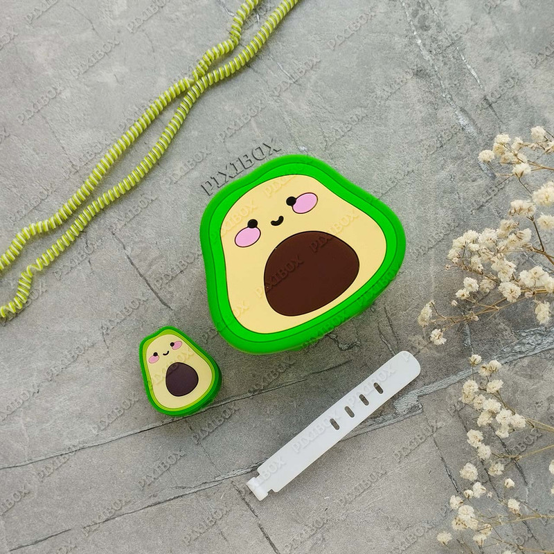 محافظ کابل پیکسی طرح آواکادو مدل Avocado-B به همراه محافظ شارژر دیواری مجموعه 4 عددی