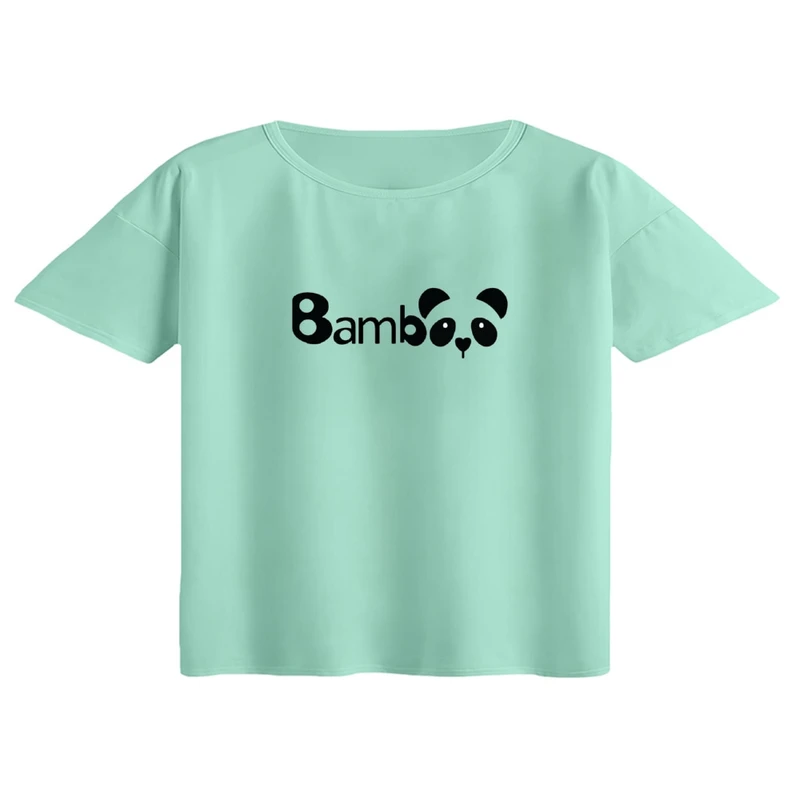 کراپ تی‌شرت آستین کوتاه زنانه مدل پاندا